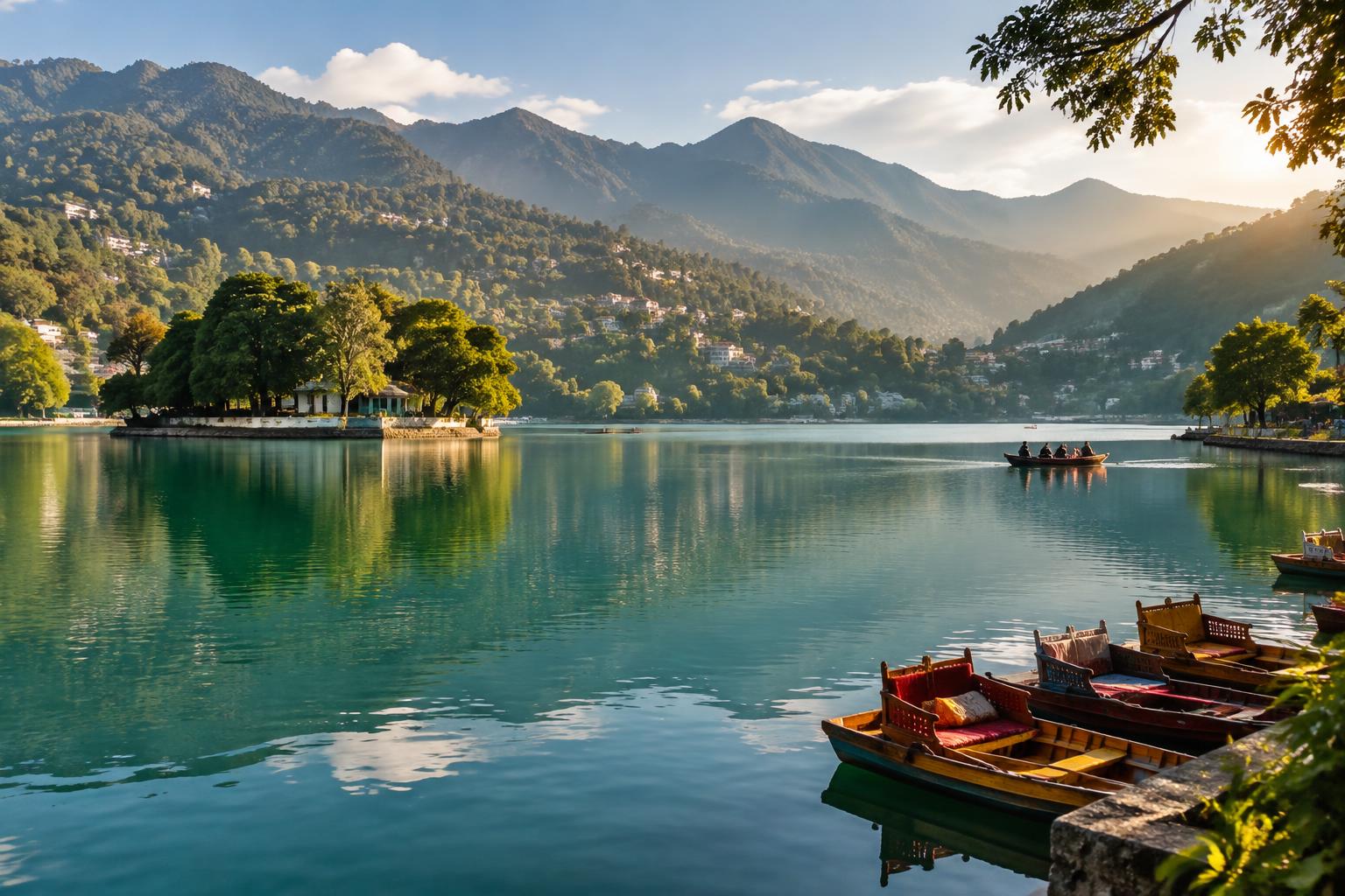 Bhimtal Lake in the Himalayan foothills