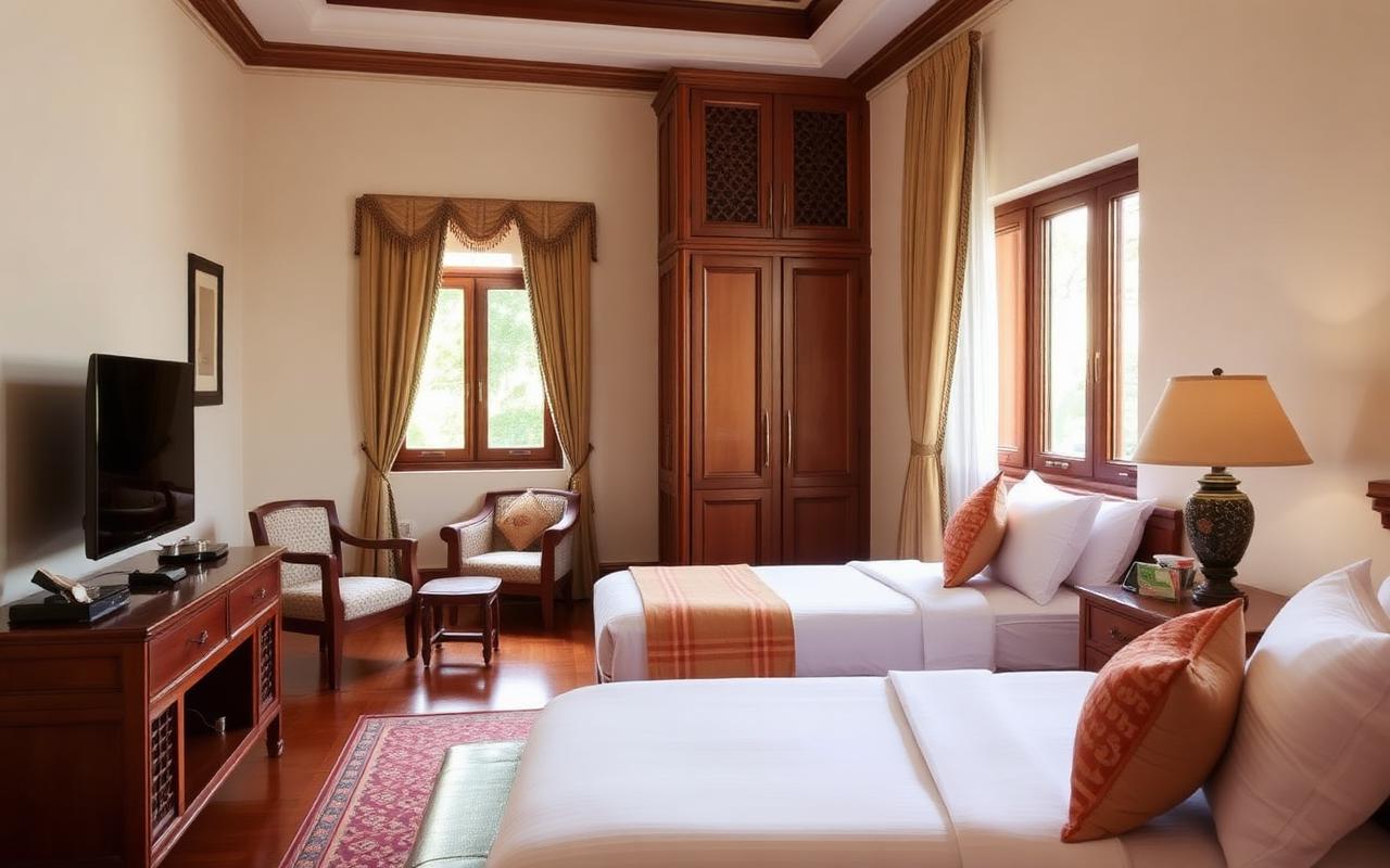 Comfortable hotel room arranged for guests travelling with Trilokesh Tour & Travels